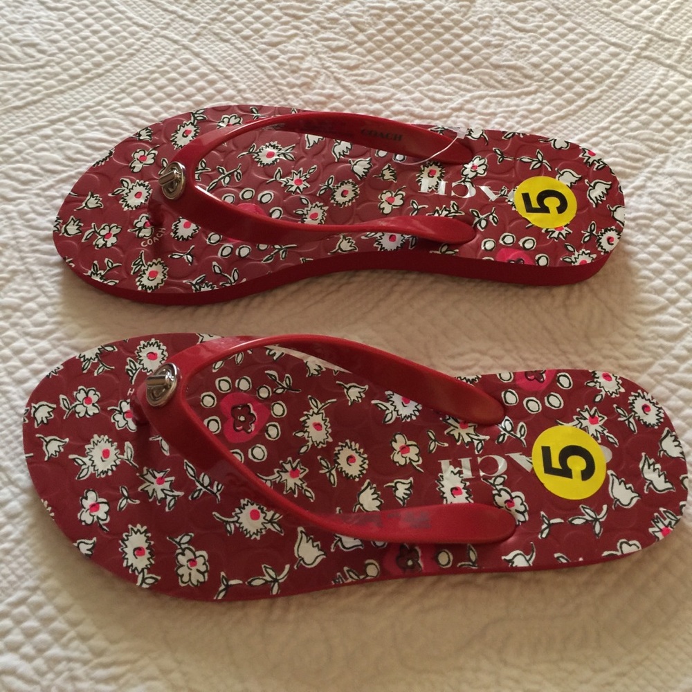 Coach Silver Logo Abbigail  Flip Flop Sandals 5B